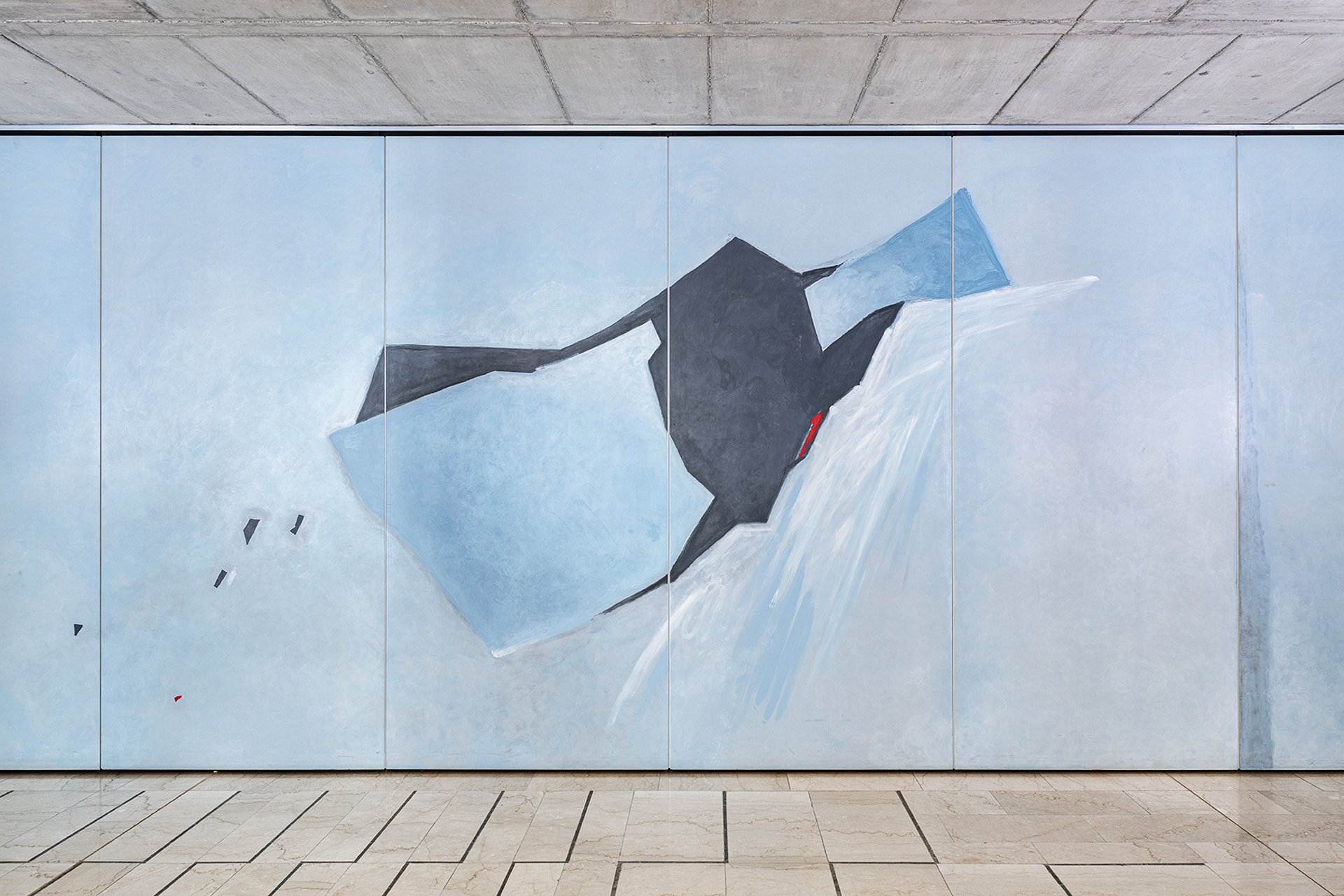 Madlaina Demarmels, Bewegung, 1983, Acryl auf Faltwand, am Gebäude der Pädagogischen Hochschule Graubünden